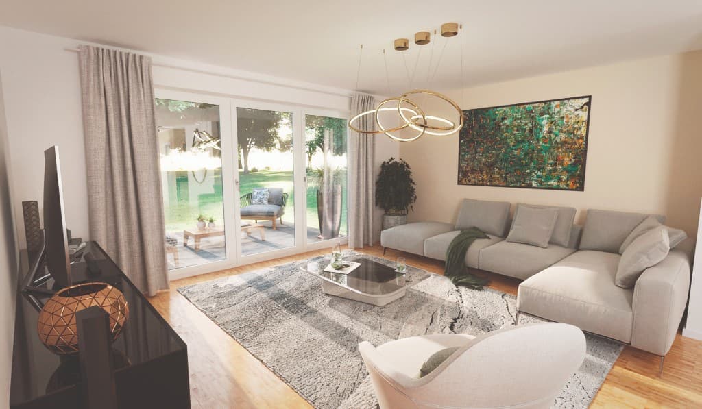 Visualisierung Duo Living – Wohnbereich Erdgeschoss